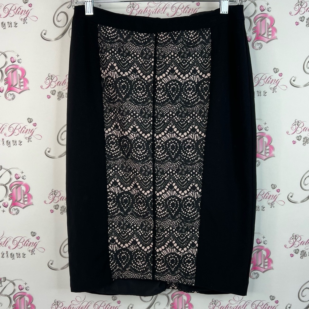 Mossimo Supply Co. Skirt lace crochet zip Black and Pink Patterned Pencil Skirt